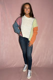 VJ Cream Color Block Sweater