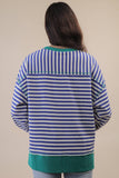 Stripe Comfy Casual OS Knit Top