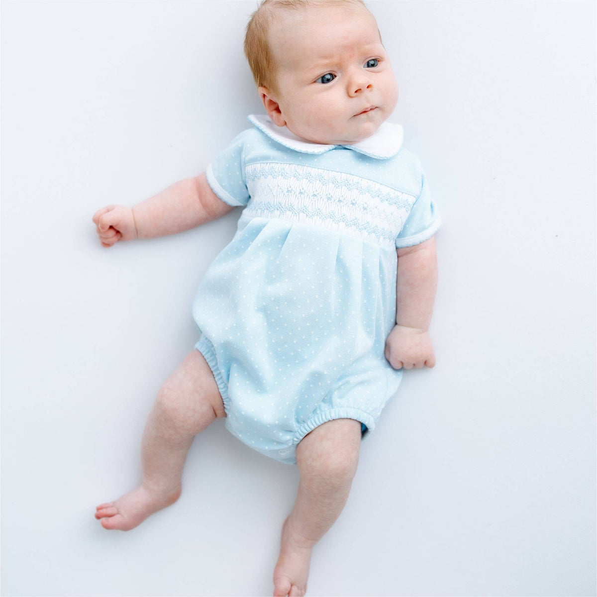 Luca's Smocked Bubble Lt Blue