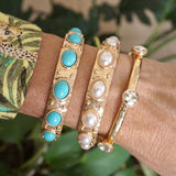 Classic Golden Stretchy Bangles Pearl