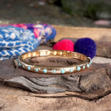 Gold-Tone Eternity Stretch Bangle –Wide - Pearls