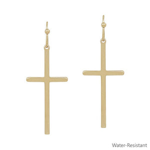 Thin Gold 1." Cross Drop Earring