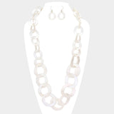 Bold Celluloid Acetate Link Long Necklace: Multi