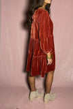 UG Rust Velvelt Tiered dress
