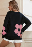 Big Flower Pattern Knit Sweater