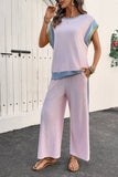 Colorblock Corded Pants Set