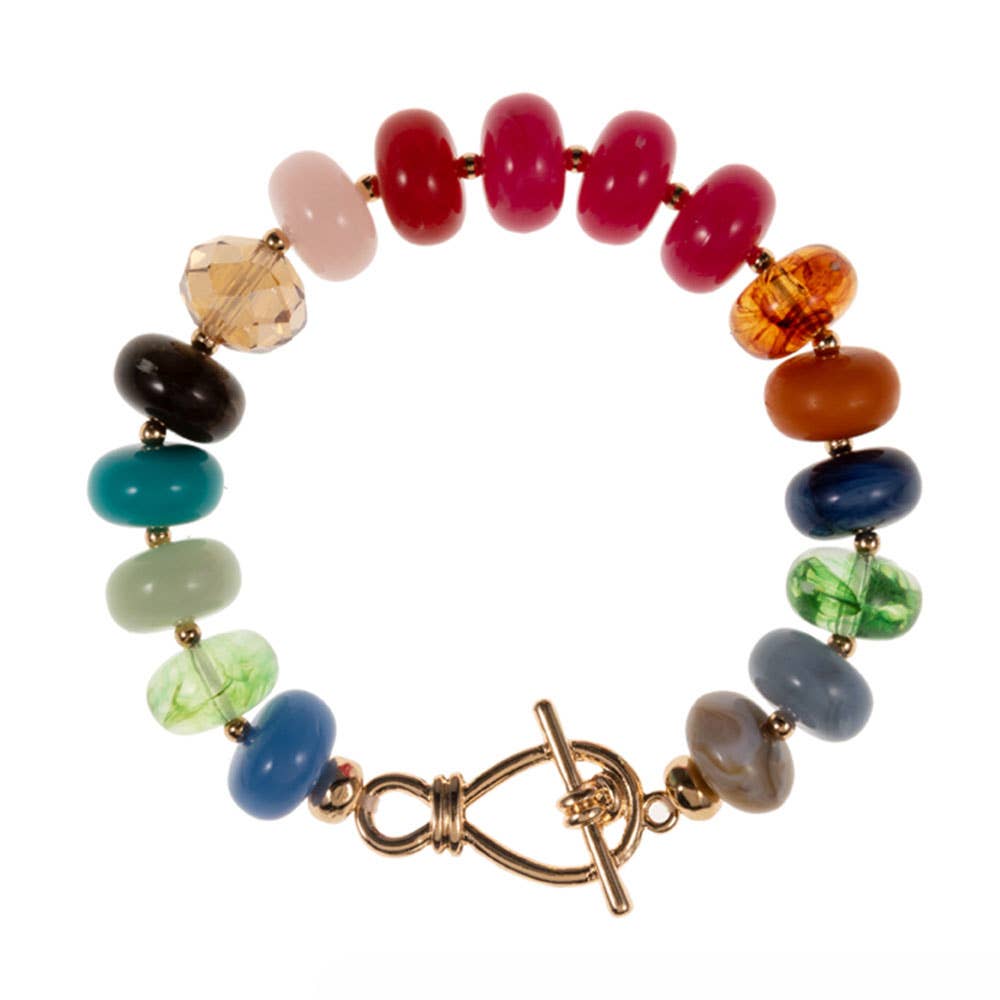 Ombre Chunky Multi Beads Stretch Bracelet: Blue