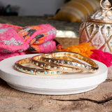 Gold-Tone Eternity Stretch Bangle –Wide - Pearls