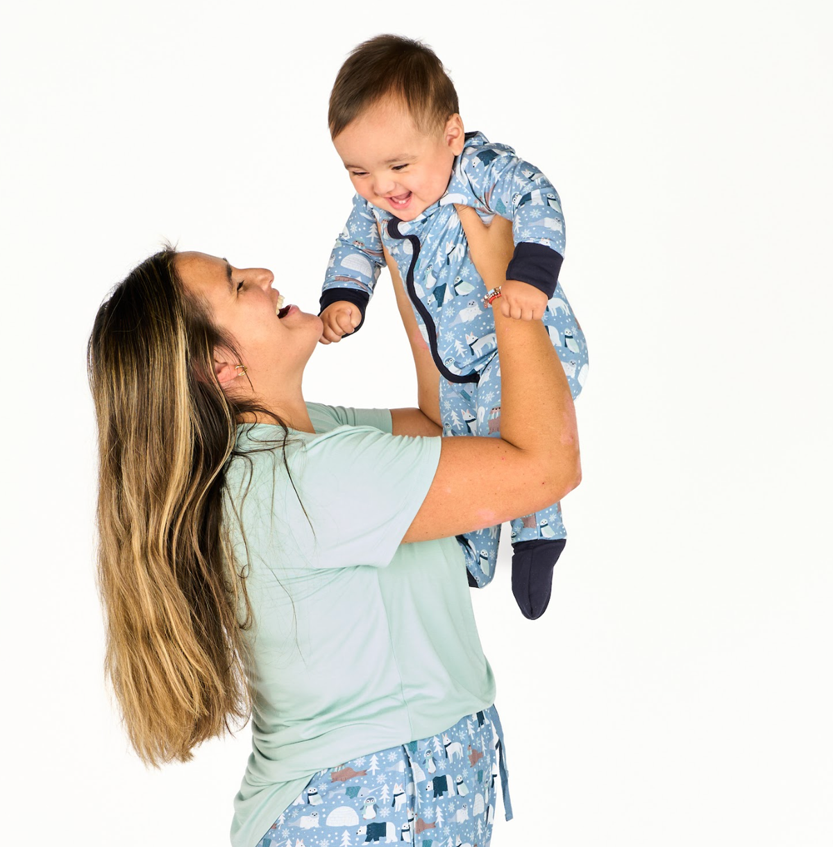 Polar Pals Winter Bamboo Convertible Baby Pajamas Sleepwear: Blue/Multi / 18-24M