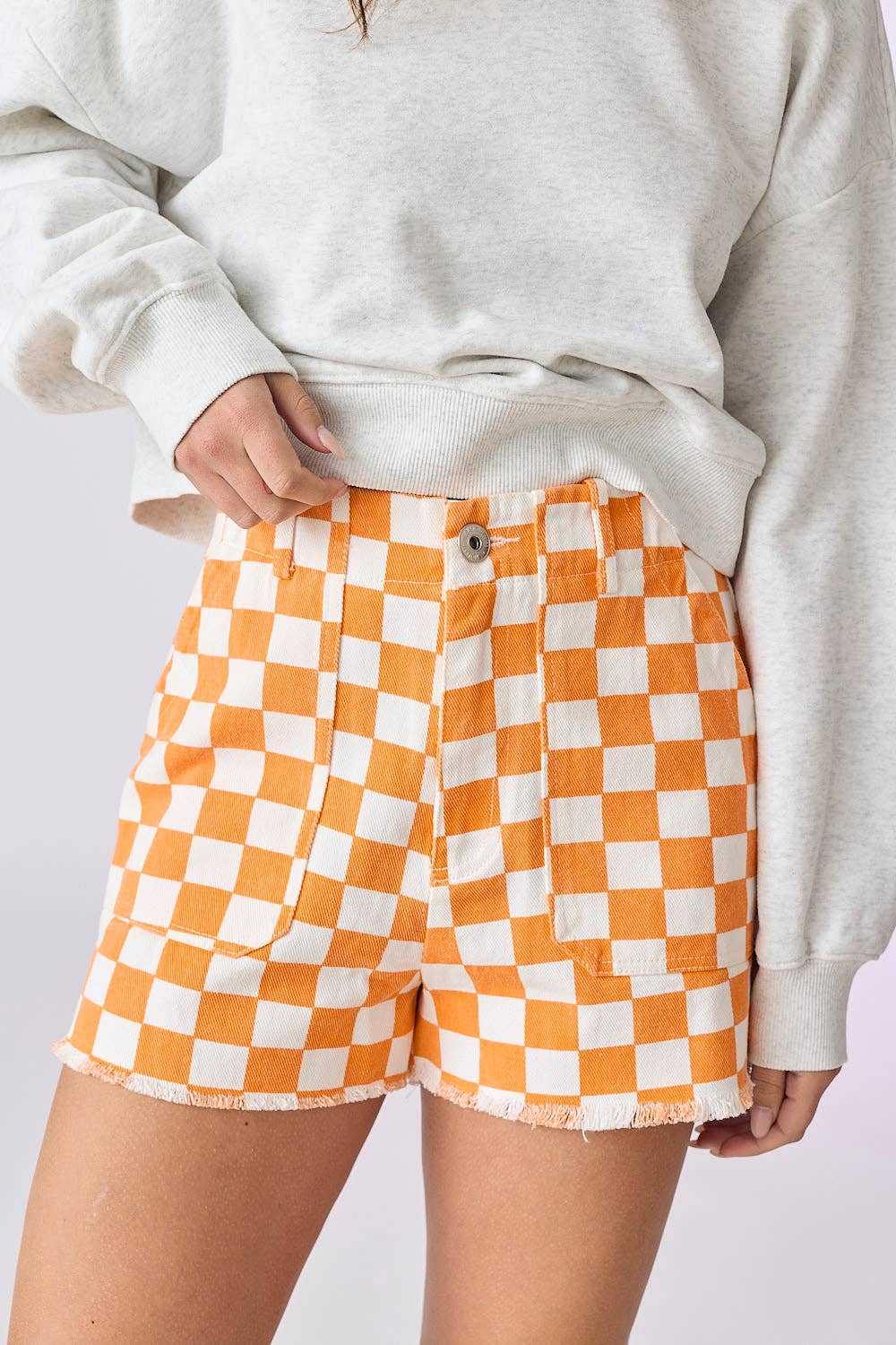Orange checkerboard shorts