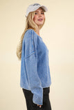Washed OS Sweater Pullover Top