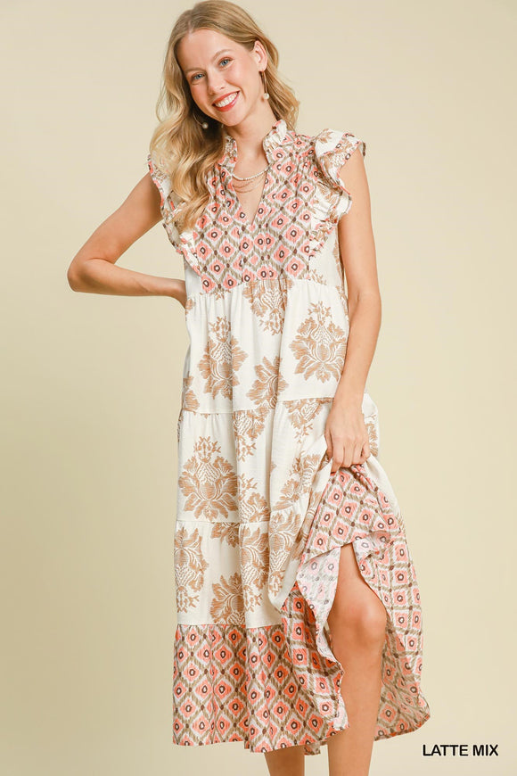 UG Latte Print Midi Dress