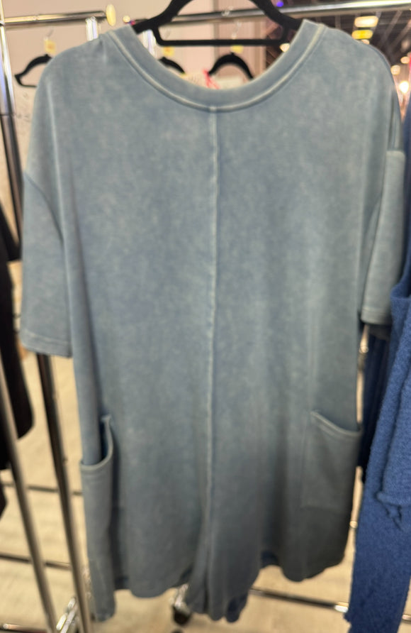 Knit pocket coverup romper
