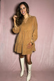 UG Camel Corduroy Tiered Dress