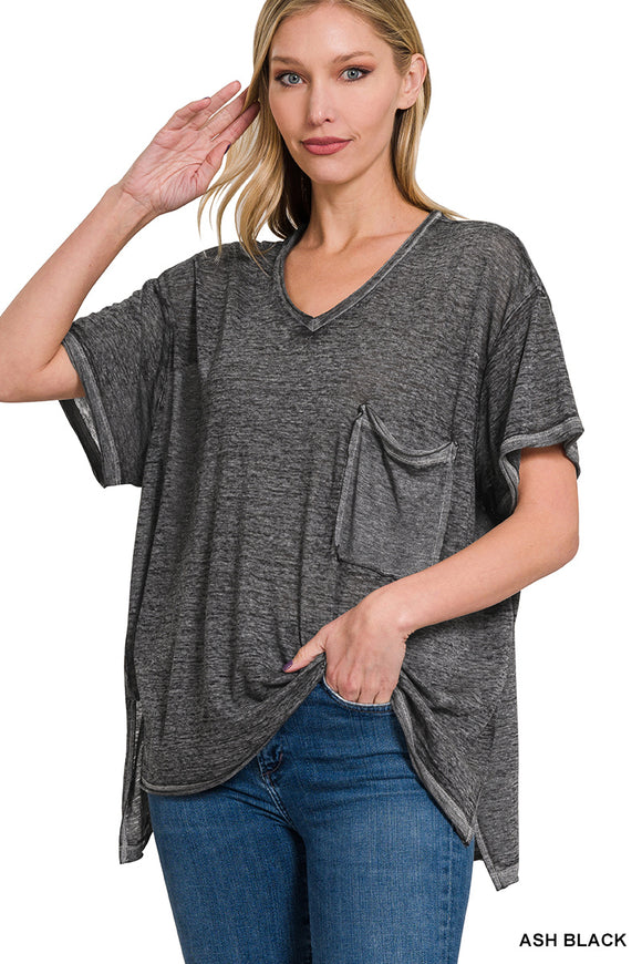 Black Z Melange Top