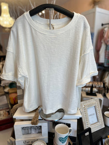 Easel White Wrap-Back Top