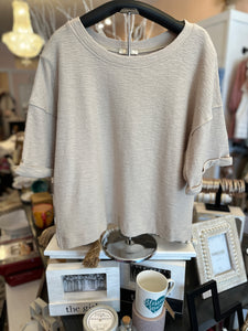 Easel Beige Wrap-Back Top