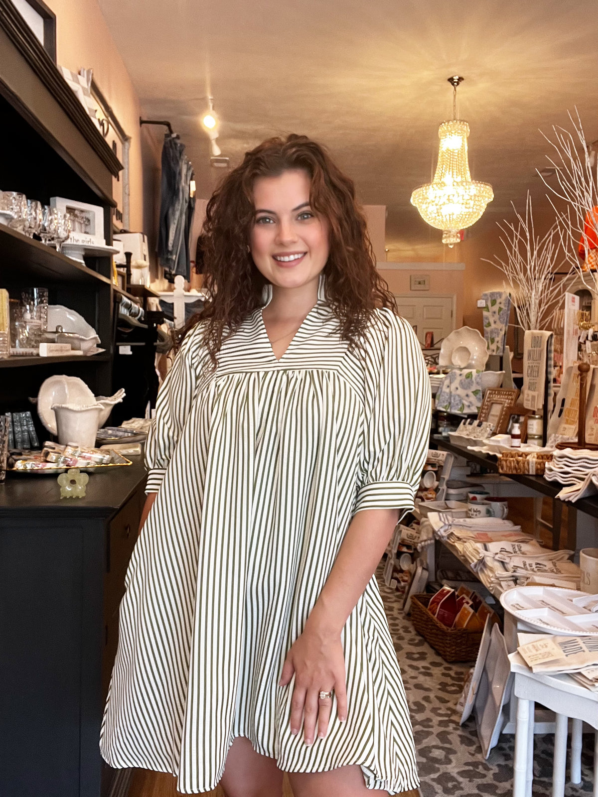 ET  Stripe Green Dress