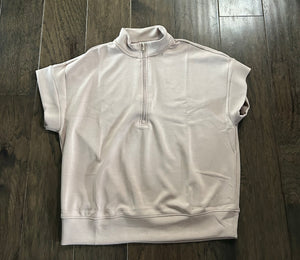Mocha Poly Span Quarter Zip SS