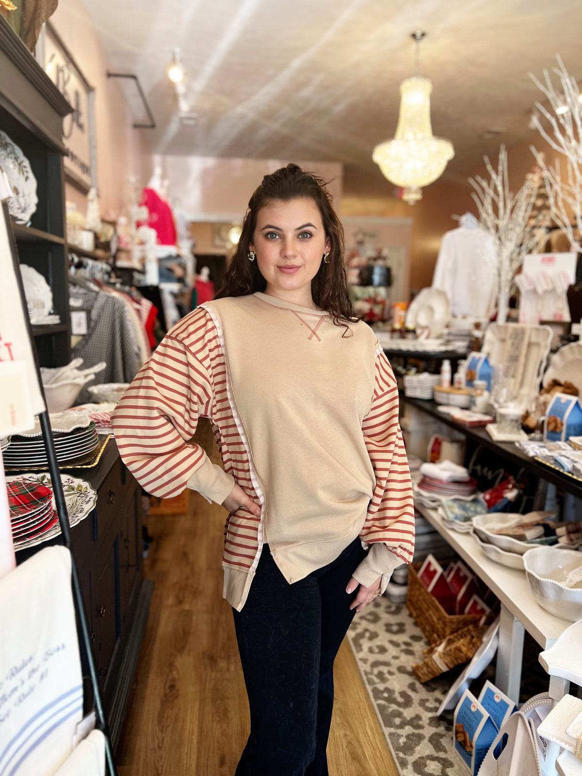 VJ Oversized Striped Top