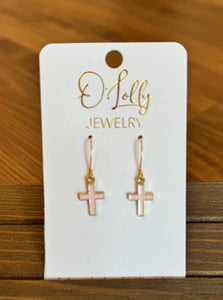 O'Lolly "Cross" Earrings: Pink