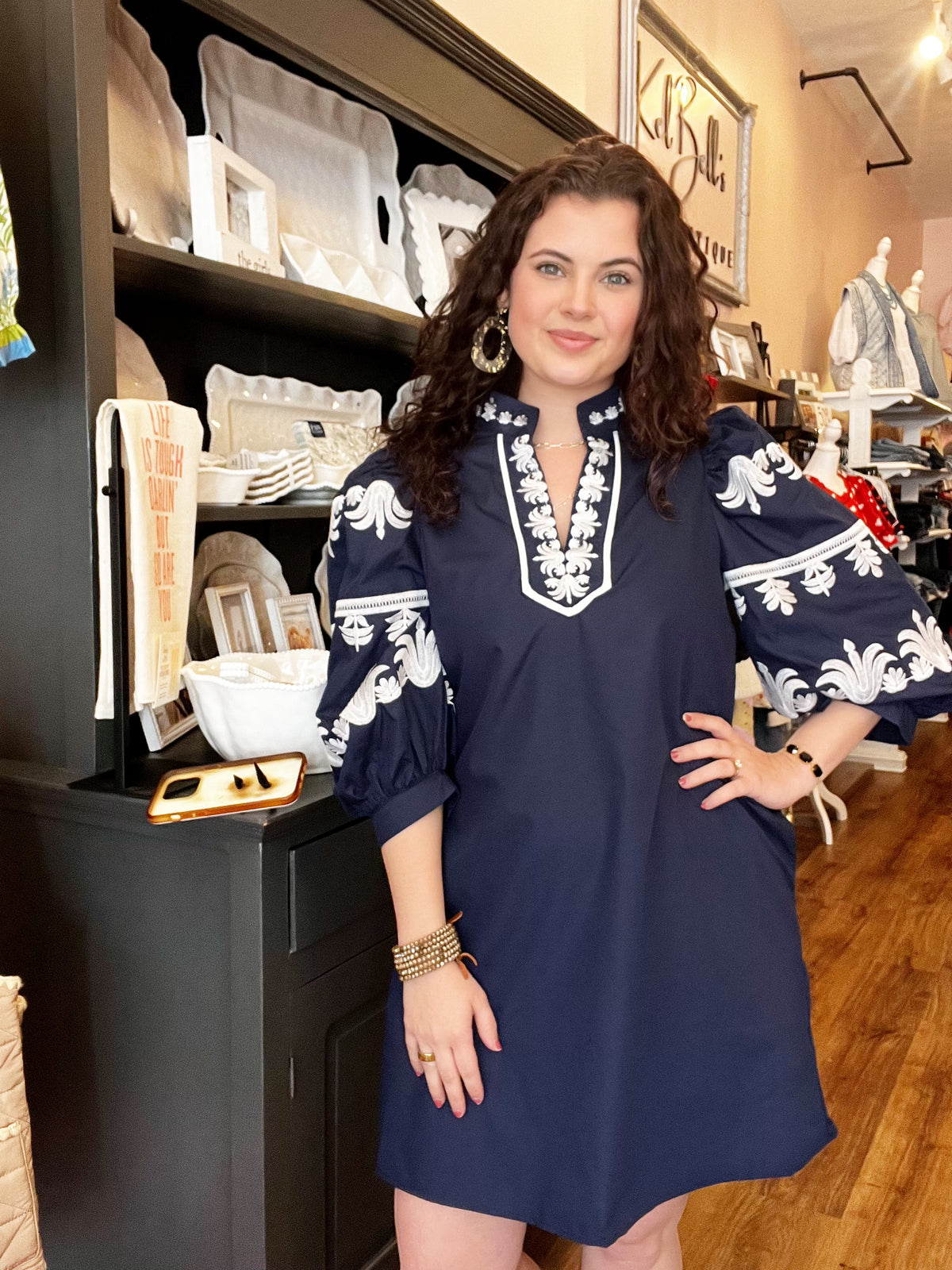 ET Navy w/ Embroidery Dress