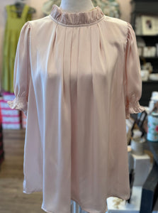 Blush Satin Ruched Top