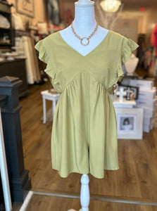 Chartreuse Ruffled Romper