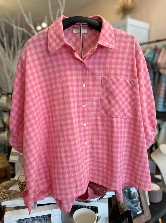 ET Oversized Pink Button Up