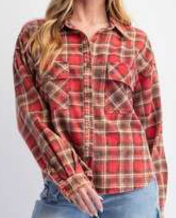 ES Red Mineral Wash Plaid