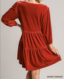 UG Rust Velvelt Tiered dress