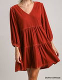 UG Rust Velvelt Tiered dress