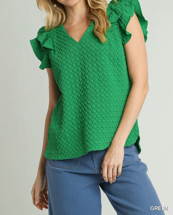 UG Textured Jacquard Ruffle Sleeveless
