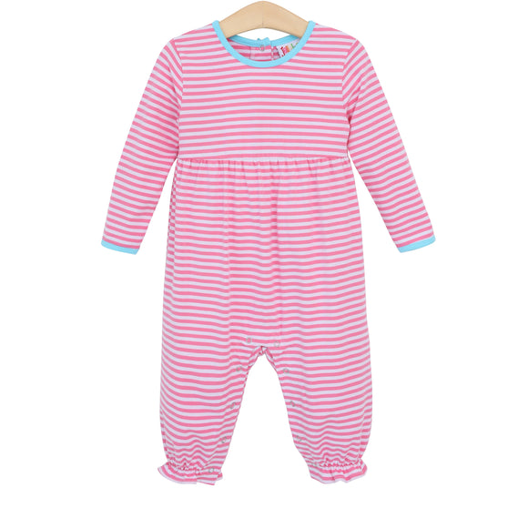 Pink Stripe & Aqua Romper