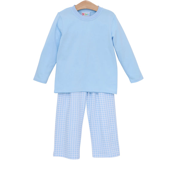 James Romper- Light Blue Gingham