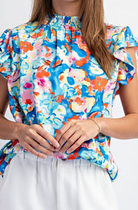 EE Blue Floral Blouse