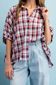 EE Red Plaid Button Down