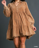 UG Camel Corduroy Tiered Dress