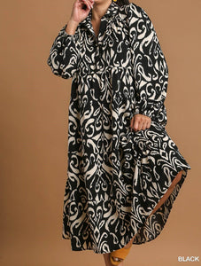 UMG Black Printed Tiered Maxi Dress