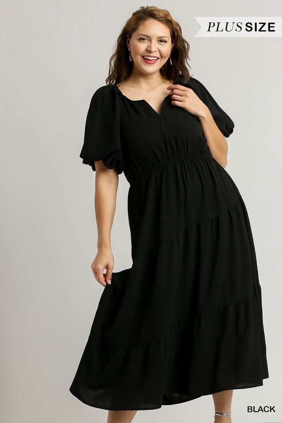 UG Black Bubble sleeve midi