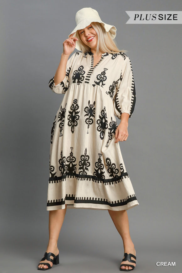 UG Cream 2Tone Print Dress