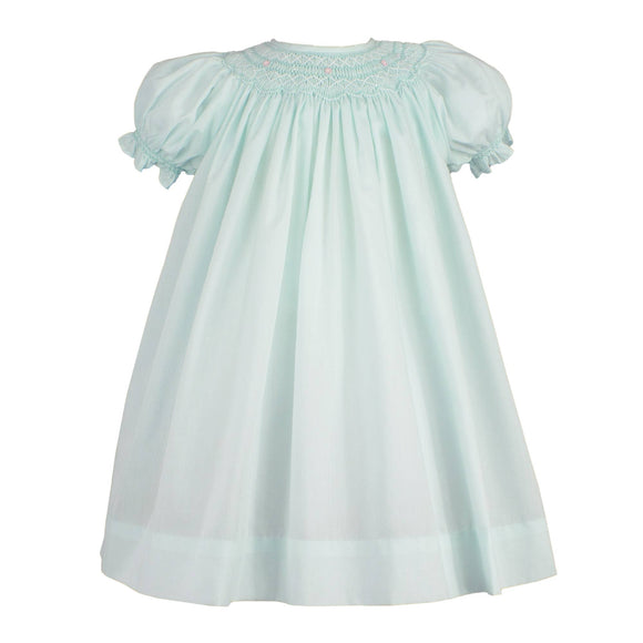 Smocked Dress with Pearls Mint