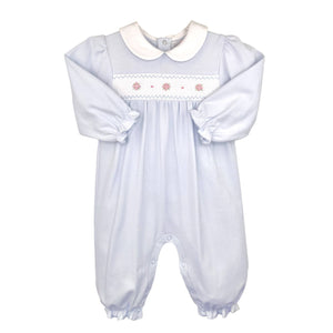 Smocked Flower Knit Longall Blue