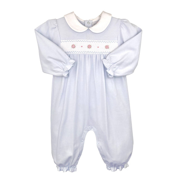 Smocked Flower Knit Longall Blue