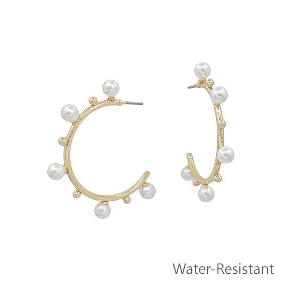 Water Resistant Hoop with Pearl and Gold Accents 1