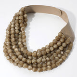 Chunky Acrylic Bead Layered Faux Leather Magnetic Necklace: TQ