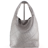 Woven Hobo Bag w/Cosmetic Pouch Pewter