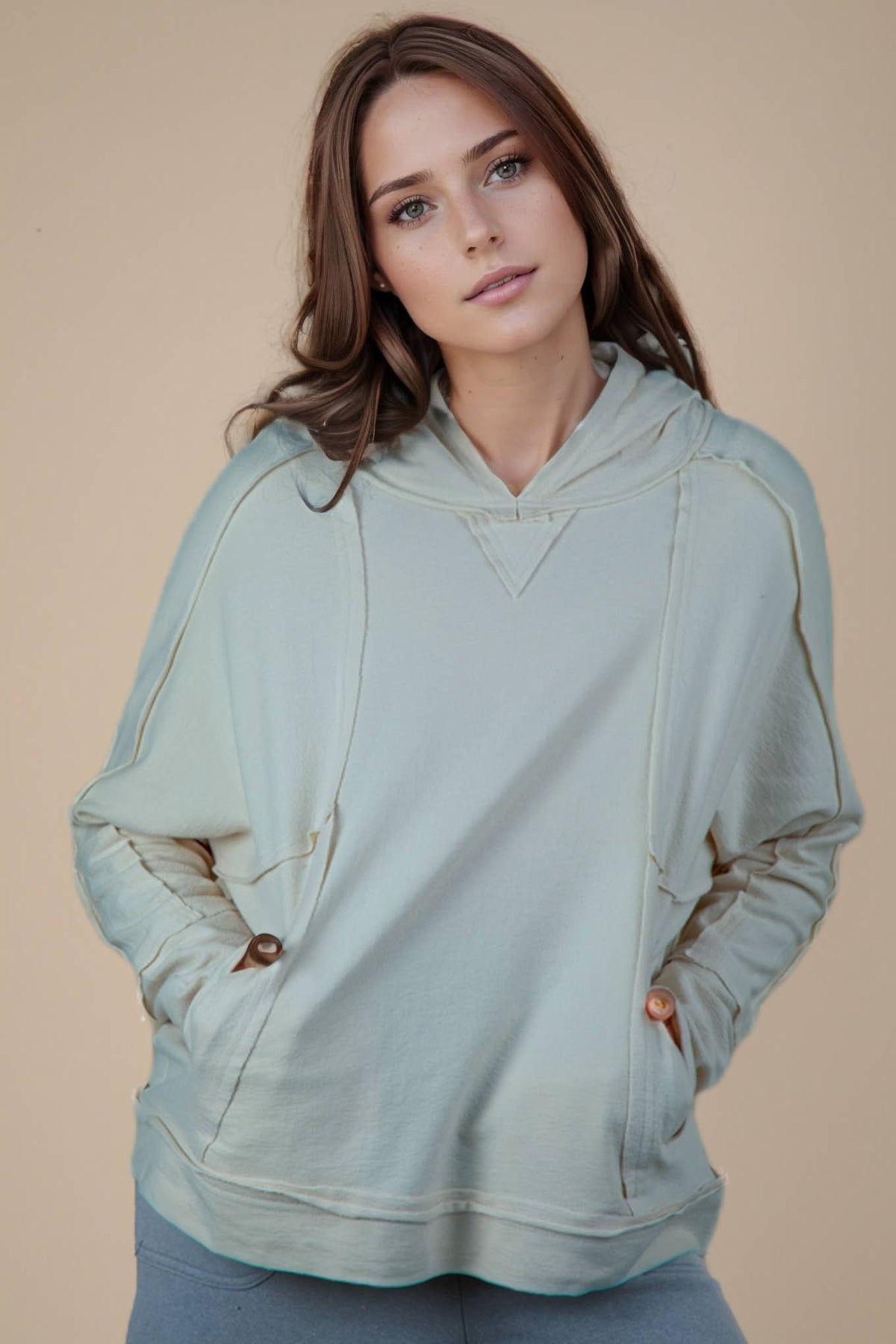 Raw Edge Hoodie DENIM BLUE