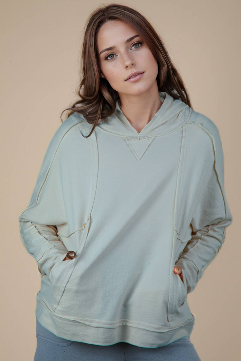 Raw Edge Hoodie DENIM BLUE