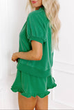 Solid Puff Sl Skorts Set Pink